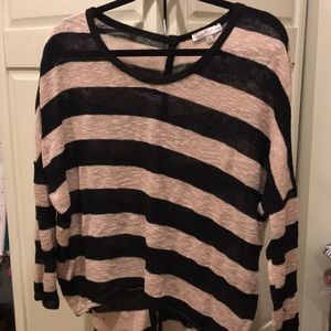 beige and black striped sweater